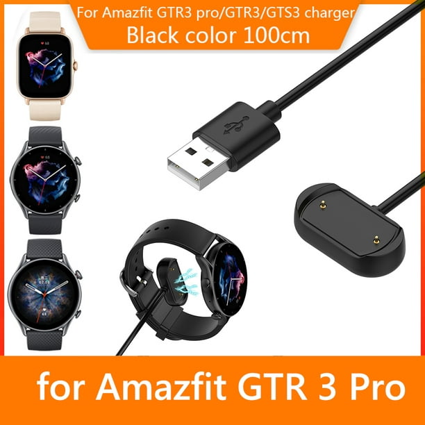 kwmobile Cargador de cable USB compatible con Huami Amazfit GTS 3 / GTR 3 /  GTR 3 Pro/T-Rex 2 Cable - Cable de carga para reloj inteligente - Negro