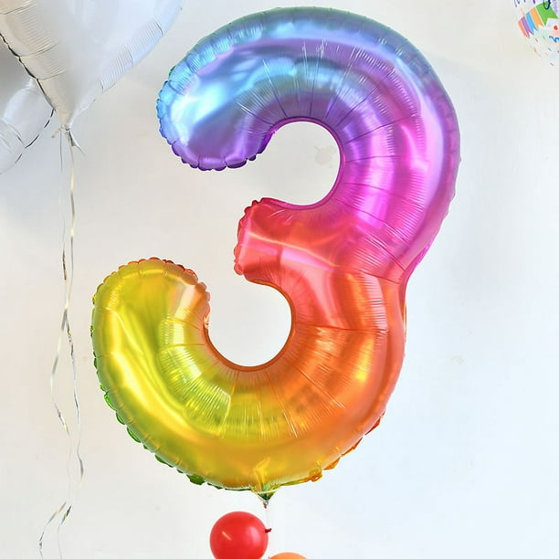 Globos Cumpleaños 3 Años Colores - Grande Número 3 Globo Número 3 - Globos  Decoración Feliz Cumpleaños Fiesta Cumpleaños Años Vuela Gracias Al Helio 3