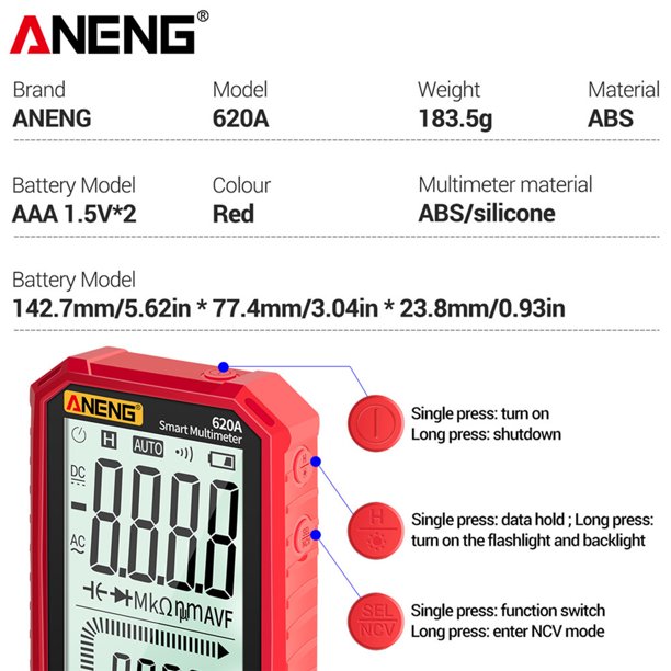 Rango automatico Amperimetro digital multimetro ohmiometro/voltimetro AC DC  2023