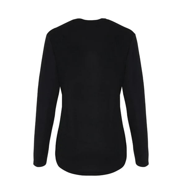 Camiseta negra de manga larga con cuello para mujer, de secado rápido,  atlética, sin botones, de golf (negro, talla M), Negro 