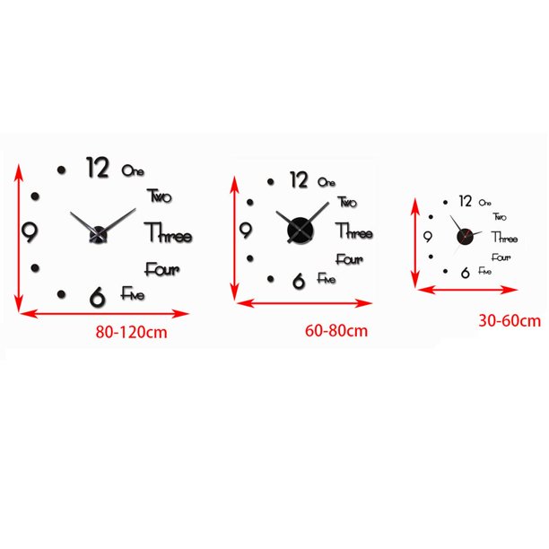 Reloj de pared 3D DIY sin marco, números romanos, espejo de superficie,  adhesivo de pared, decoración del hogar, decoración extraíble para el  hogar