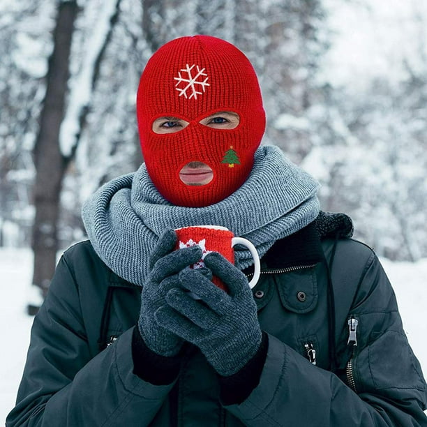 Pasamontañas tejido, de invierno, color negro, con 3 agujeros, máscara de  esquí