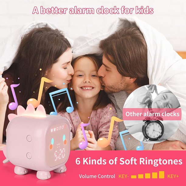 Reloj despertador infantil para niños, luz nocturna, despertador, 6 tonos  de llamada, despertador, digital, con puerto USB, para dormitorio de niñas  y