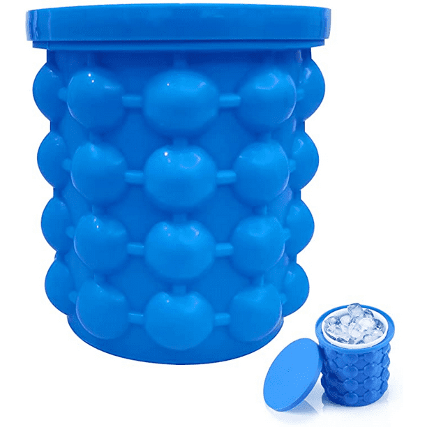 ALLADINBOX – Molde para cubitos de hielo, cubeta de hielo grande de  silicona, (2 en 1) máquina para hacer hielos, redonda, portátil (azul  oscuro)