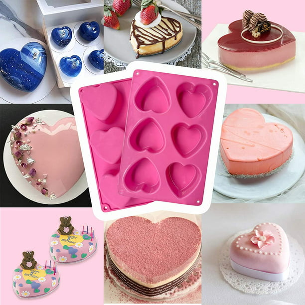 Moldes de silicona con forma de corazón, molde de silicona en forma de  corazón, molde de silicona para tartas, latas para hornear pasteles