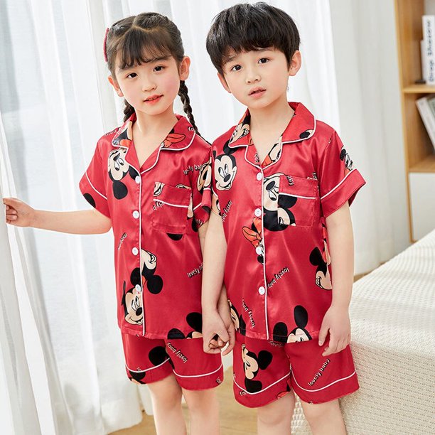 disney Children Pyjama Sets Silk Satin Sleepwear Mickey Mouse T