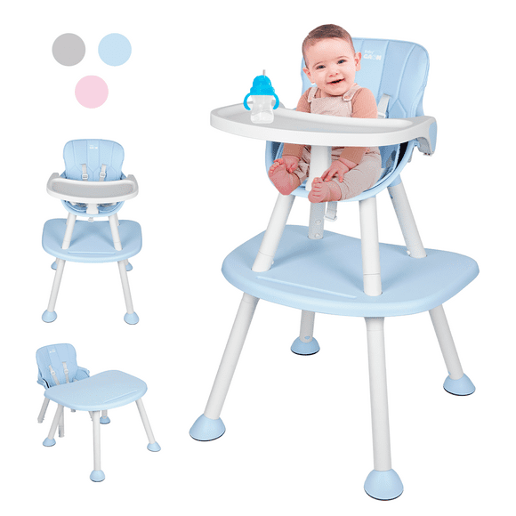 silla de comer para bebé 2 en 1 color azul  periquera convertible en silla alta para comer y set de silla  mesa