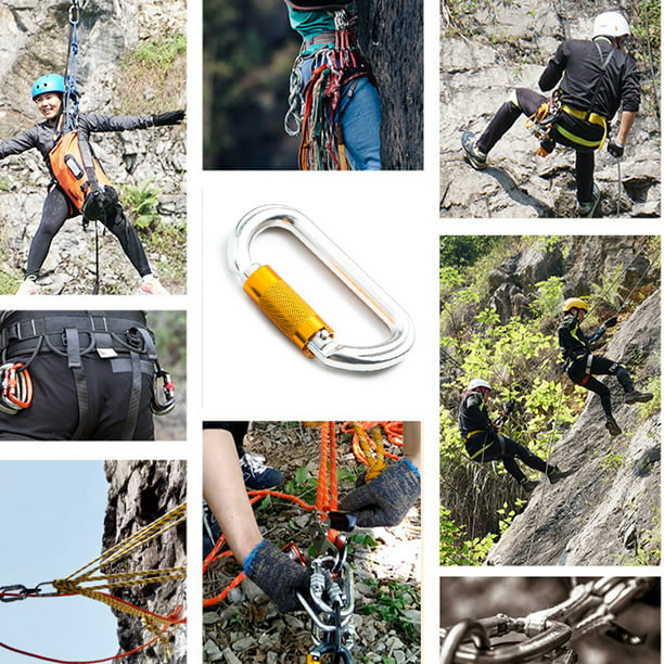 Accesorio de mosquetón para escalada, accesorios profesionales para escalada  en roca, herramientas de bloqueo de seguridad simples, cinta exprés de  bloqueo para deportes al aire libre dorado Sweethay OD019585-01