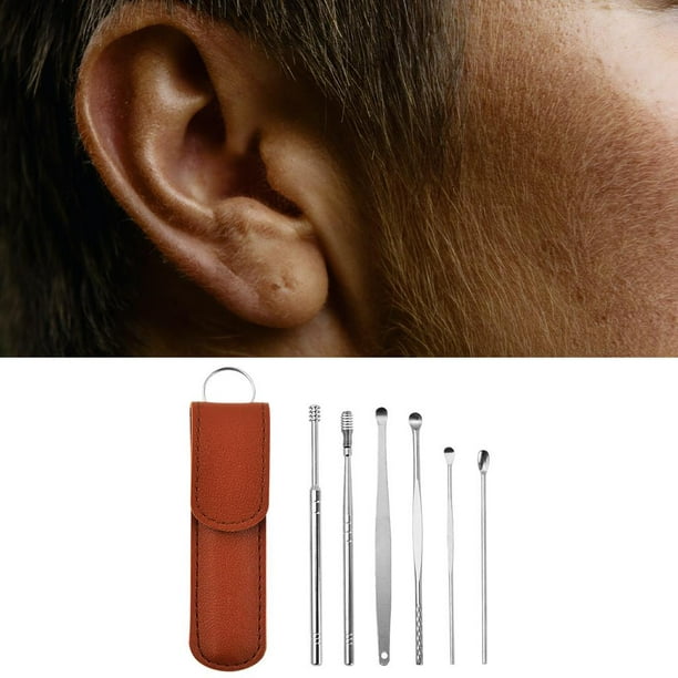 7 pzas Limpiador de oídos, herramienta de eliminación de cera para los  oídos, cureta para los oídos, limpiador de oídos reutilizable, removedor de  cer