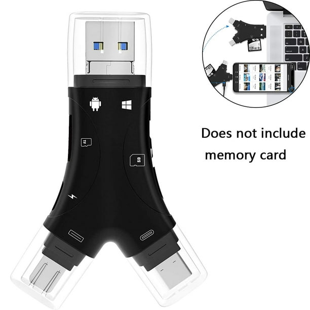 Lector de tarjetas SD para iPhone / iPad / Android / Mac / computadora /  cámara, lector de tarjetas de memoria portátil adaptador de tarjeta SD y TF  compatible. Levamdar tipo Y