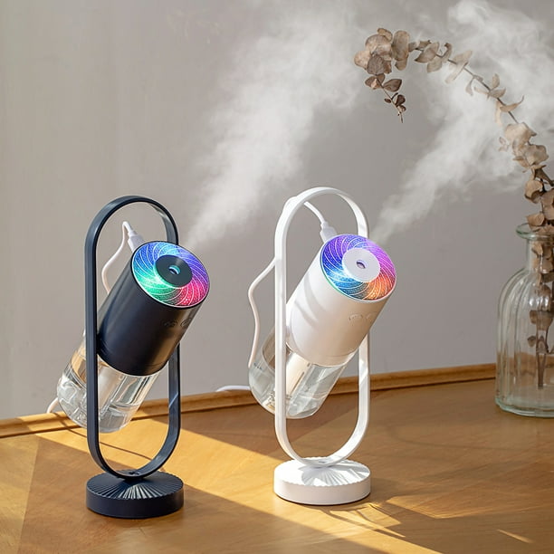 Humidificador inalámbrico, niebla fina giratoria de 360 grados, carga USB  de bajo ruido con luz de proyector para el hogar, coche, oficina, blanco