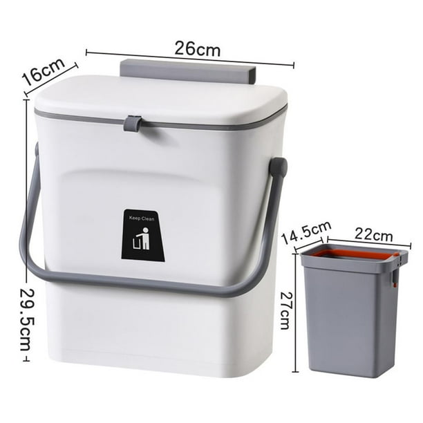 LALASTAR Cubo de basura pequeño de plástico, cubo de basura pequeño  colgante con tapa debajo del fregadero para cocina, contenedor de basura  para
