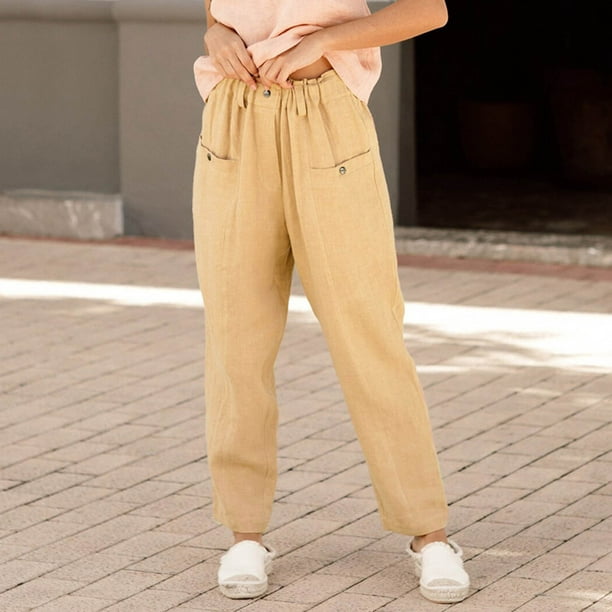 Women's Cotton Trousers  Pantalones de moda mujer, Mezclilla y encaje,  Pantalones de moda