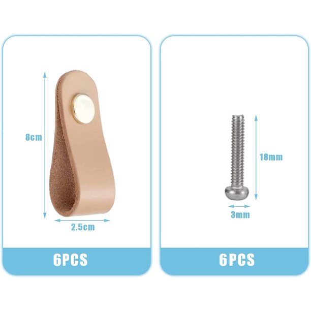 6 manijas de cuero - Tiradores de muebles de cuero con accesorios de  tornillos - Tiradores de armari TUNC Sencillez