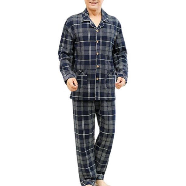 2 piezas s de de manga larga con botones cálidos pantalones de dormir ropa  de dormir camisas de noche conjunto de para hombres de - 4 Estilo 4 Yinane  pijamas de hombre