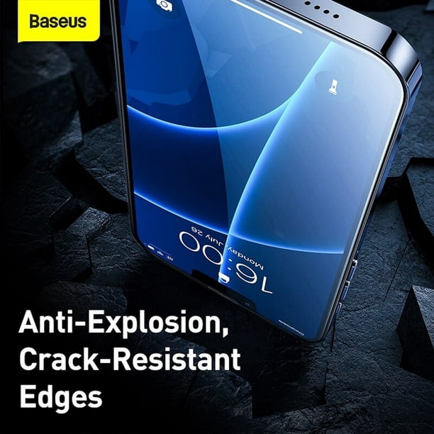 Cristal templado de pantalla completa Baseus para iPhone 14 Pro Max con  filtro anti luz azul y cubierta de altavoz de 0,3 mm + marco de montaje - ✓