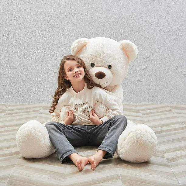 Oso de peluche blanco gigante de tamaño real, oso de peluche grande para  niños y novia, oso de peluche suave para cumpleaños, día de San Valentín