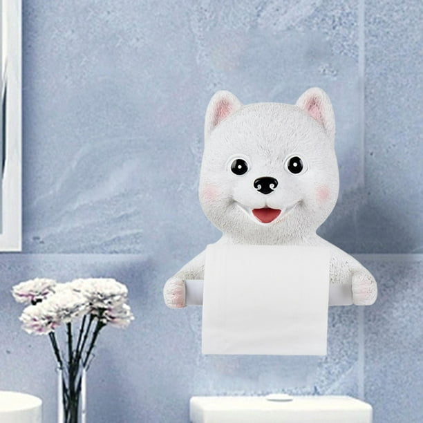 Portarrollos de papel higiénico de resina con personaje de oso Portarrollos  de papel higiénico decorativo de montaje en pared, caja de papel 18x11,5x1  blanco Sunnimix portarrollos de papel