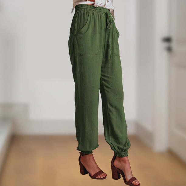 Pantalones Bombachos Pantalones con cordón para mujer, pantalones