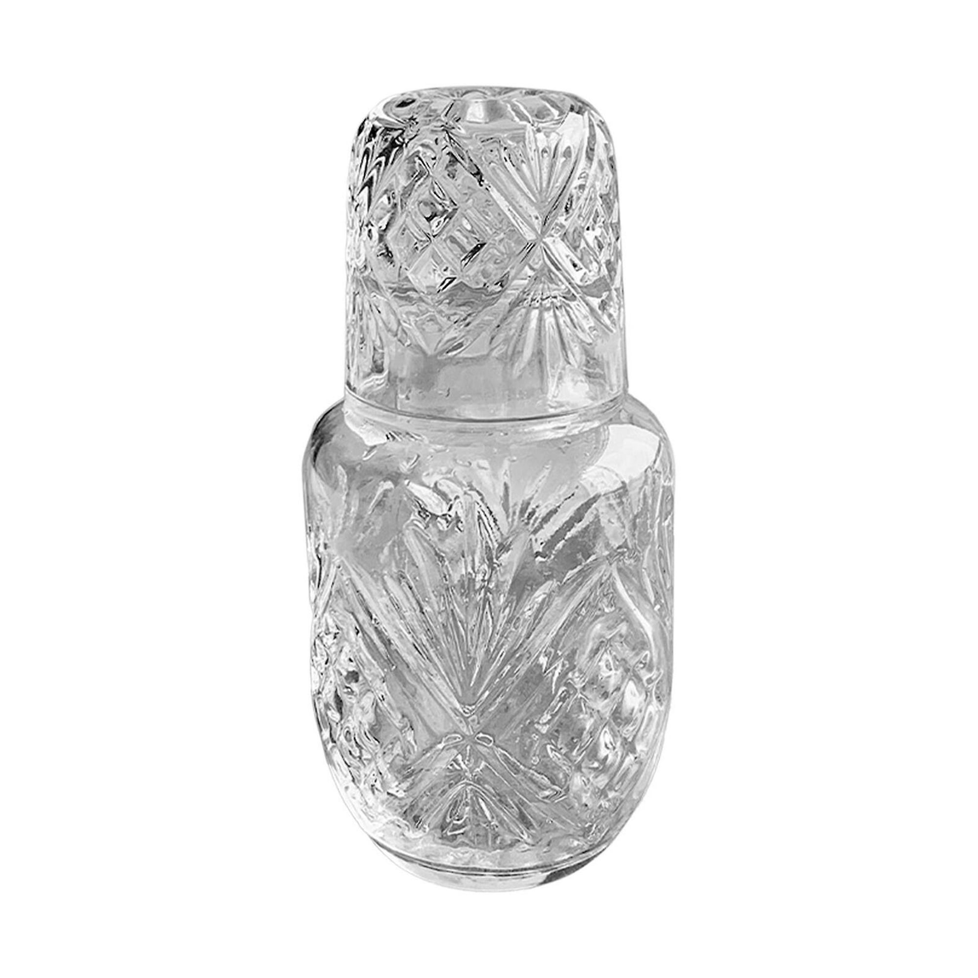 Juego de jarras de agua y vasos vintage, jarra de agua para mesita de noche  de cristal con vaso de vidrio, elegante decantador de enjuague bucal y