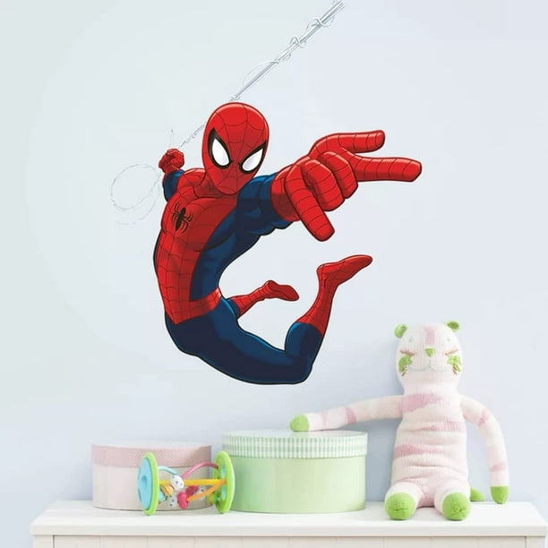 Pegatinas de pared de Spiderman con dibujos en 3D, superhéroes para  habitaciones de niños JM