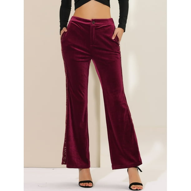 Las mejores ofertas en Pierna ancha pantalones de Terciopelo Rojo para  Mujeres