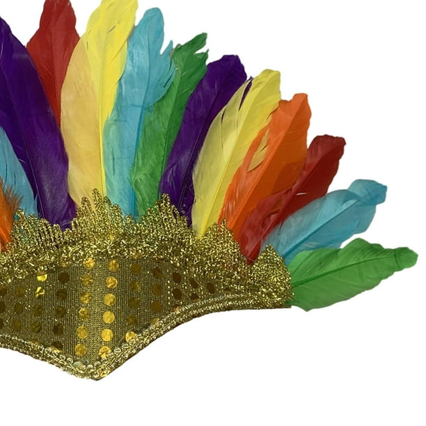 Diadema de plumas indio Fascinator indio Sombrero Decorativo Estilo  nacional Corona para de danza gitana Mardi Gras Fiesta de Estilo A Salvador  Banda