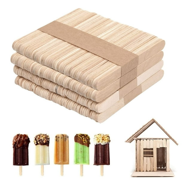 Emraw Palitos de madera natural, 300 piezas de palitos de madera para  manualidades, palos largos con asas de madera, palitos de helado para