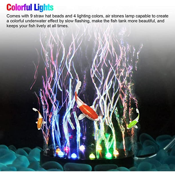 Luz de burbuja de aire LED para acuario, burbujeador de aire redondo  multicolor con 4 colores de ilu JAMW Sencillez