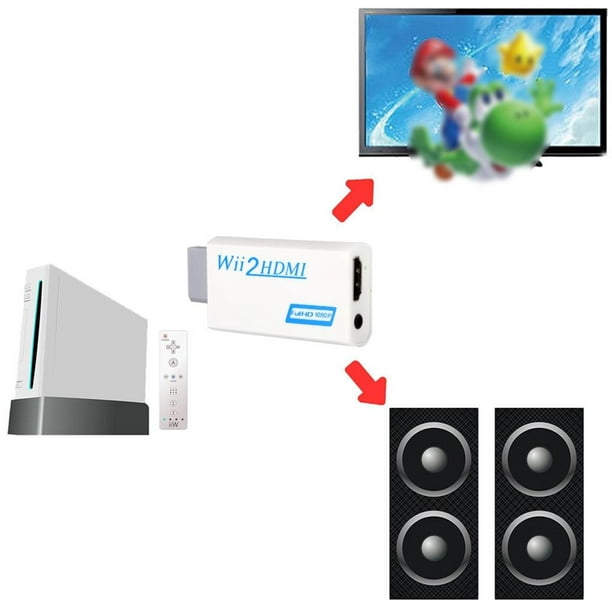 Convertidor De Wii A Hdmi 1080P Adaptador Wii2hdmi Salida De Audio Y Video  D