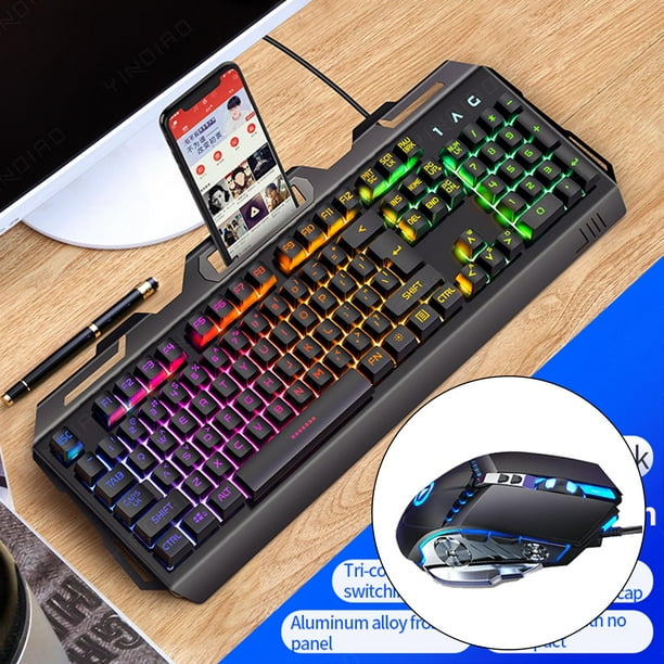  Teclado y mouse, teclado y mouse para juegos, combo de mouse y  teclado iluminados, combo de teclado y mouse con cable, teclado y mouse de  computadora, teclado y mouse retroiluminado naranja