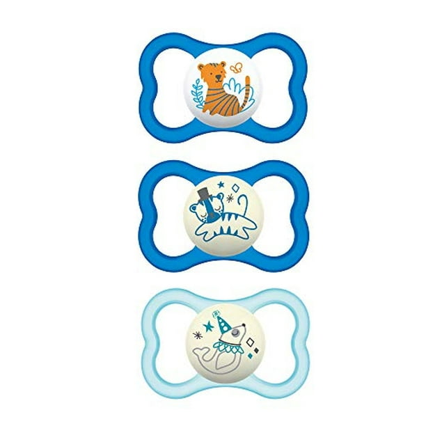 MAM Mini chupetes de aire (paquete de 2), chupete de piel sensible MAM de 0  a 6 meses, el mejor chupete para bebés amamantados, chupetes unisex (los