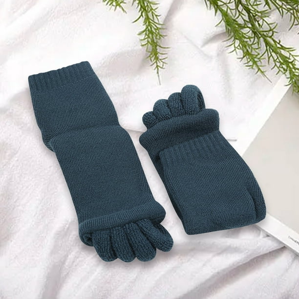 1 par de calcetines de yoga transpirables para mujer, calcetines sin dedos  para el cuidado de los pies (azul oscuro) Ehuebsd Cuidado Belleza