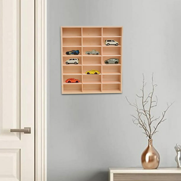 Vitrina de figuras montada en la pared, ahorro de espacio, gabinete de  madera maciza para el hogar (12 rejillas)