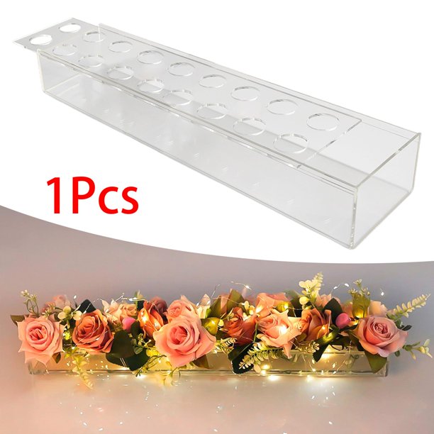 1 Florero De Acrílico Transparente, Centro De Mesa Floral Rectangular Para  Mesa De Comedor, Florero Decorativo Rectangular Largo Para Bodas, Decoració