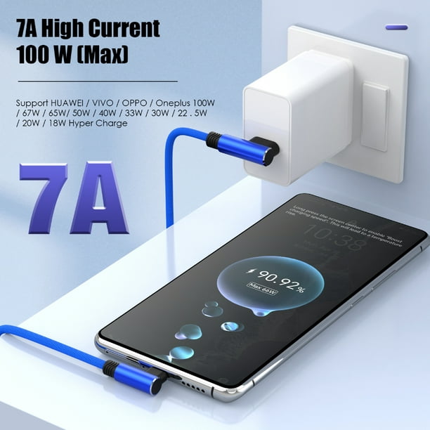 Cable súper rápido USB tipo C 7A 100W para Huawei Mate 40 30