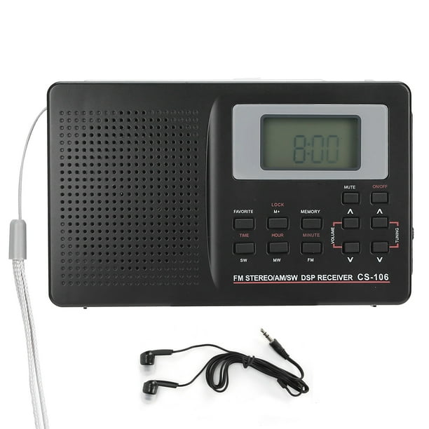  Mini radio FM digital, portátil pequeña radio reproductor  estéreo de alta sensibilidad con cordón y auricular : Electrónica