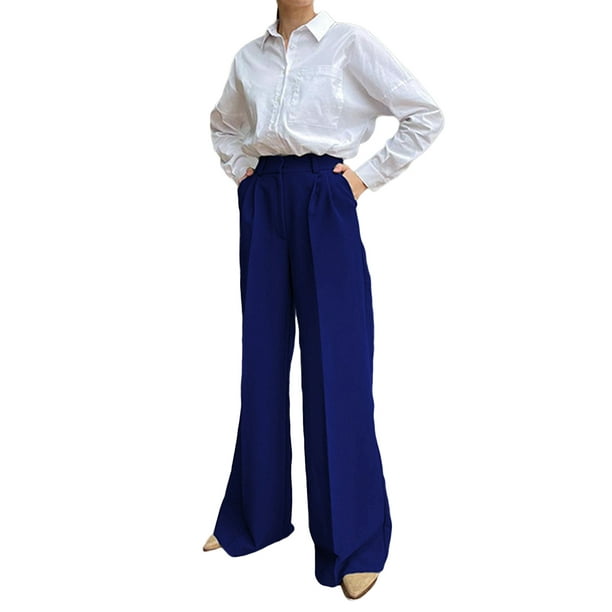 Pantalón de traje casual para mujer Color sólido Suelto Estiramiento Cintura  alta Pierna ancha XBTCLXEBCO pantalones