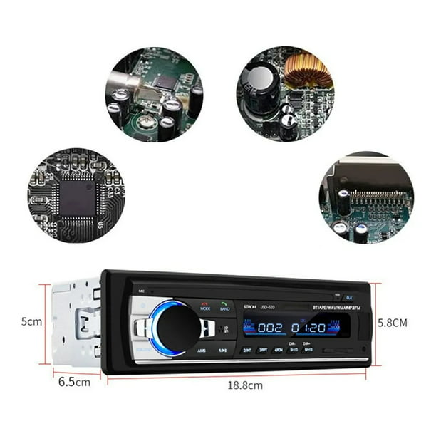 1 DIN Radio de coche Bluetooth reproductor MP3, radio FM para coche,  reproducción de audio HiFi con interfaz AUX/USB, función de llamada manos  libres