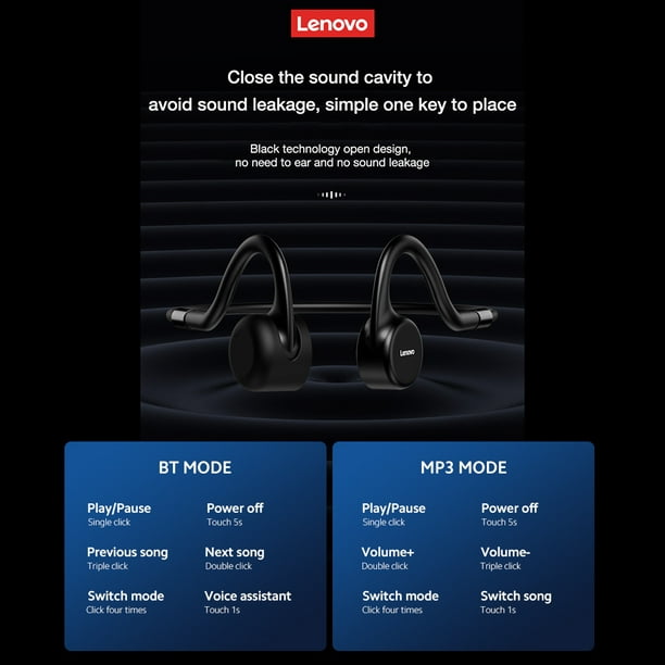 Lenovo X5 Auriculares Bluetooth de conducción ósea Negro LENOVO