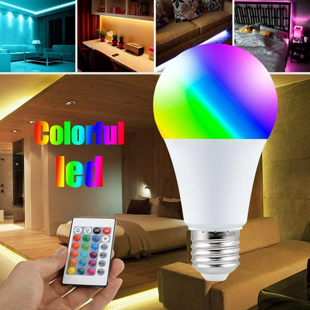 Bombilla Luz inteligente LED de colores con bombilla RGB regulable  inalámbrica para iluminación del hogar (5W) Wdftyju Para estrenar
