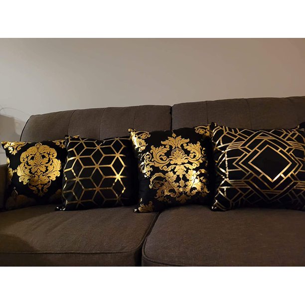 Fundas de almohada decorativas de terciopelo dorado, de 18 x 18 pulgadas,  fundas de almohada para sofá cama, pack de 2 fundas de almohada suaves