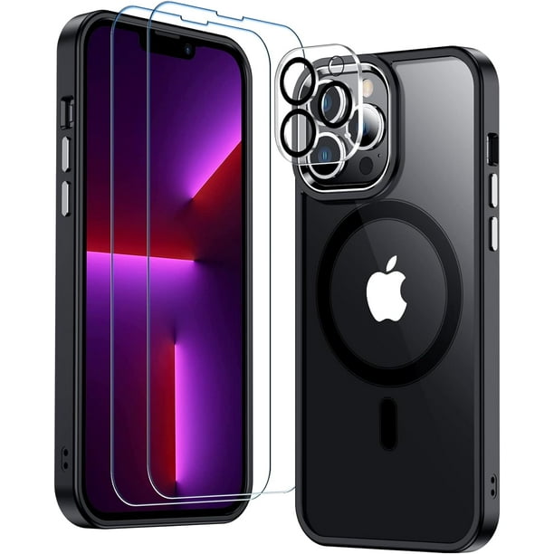 Temdan Funda diseñada para iPhone 15 Pro Max, con 2 protectores de pantalla  de vidrio templado, transparente, no amarillea, protección contra caídas