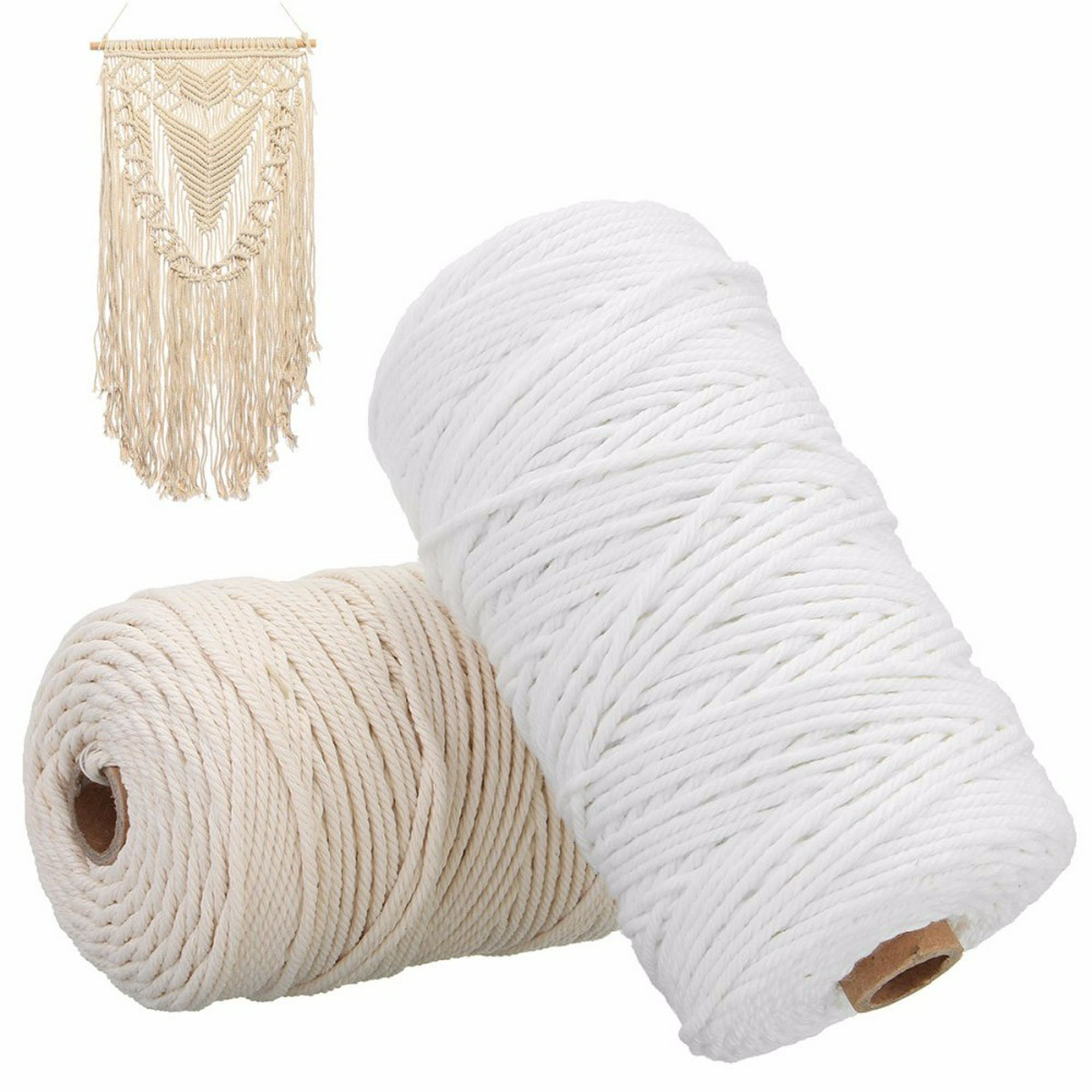 Cordón de algodón trenzado para manualidades, cuerda de macramé, color  blanco, Natural, Beige, suministro decorativo para