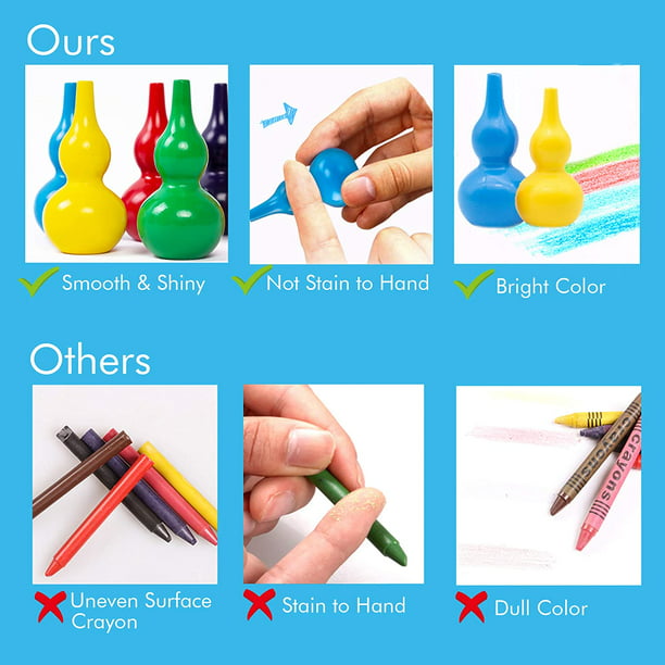 Crayones para niños pequeños, no tóxicos, 12 colores Crayones comestibles  seguros y lavables Crayones Bolígrafos con agarre para los dedos Adepaton  Colores y Plumines