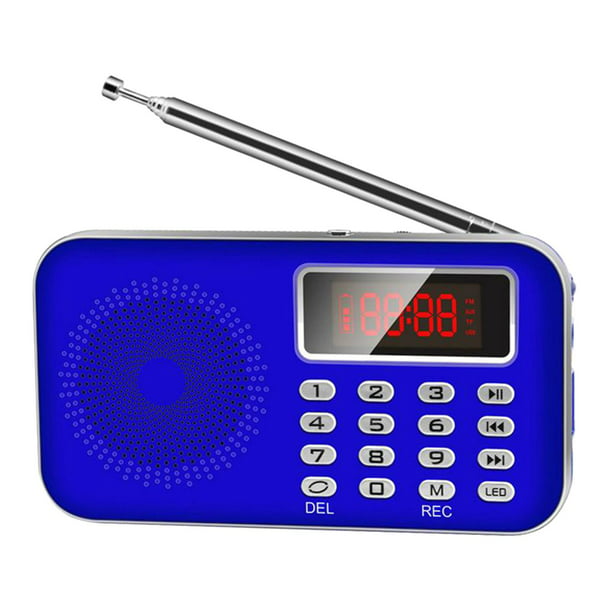  Reproductor de música MP3 USB con pantalla LCD y radio FM para  escuchar portátil (azul) : Electrónica