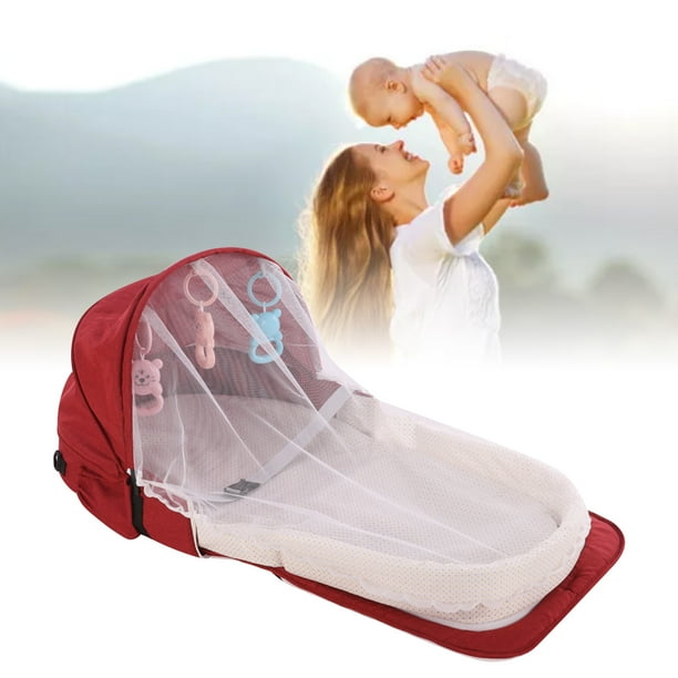 Cuna portátil para bebé, algodón suave, almacenamiento plegable, cama de  viaje para bebés con mosquitera, azul Ticfox