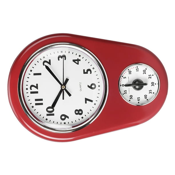 Reloj de pared de cocina, relojes de pared vintage, reloj de cocina,  temporizador de cocina, para el hogar, sala de estar, color rojo