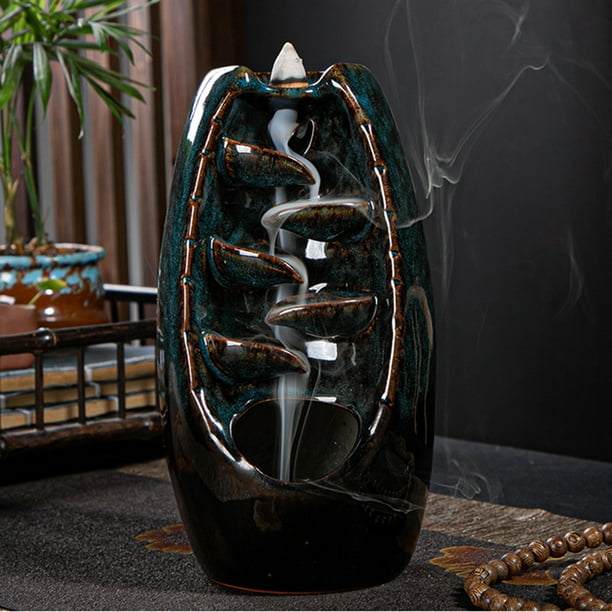 Decorativa Porta incienso Quemador de incienso de cascada de reflujo de  cerámica con 50 conos (B)