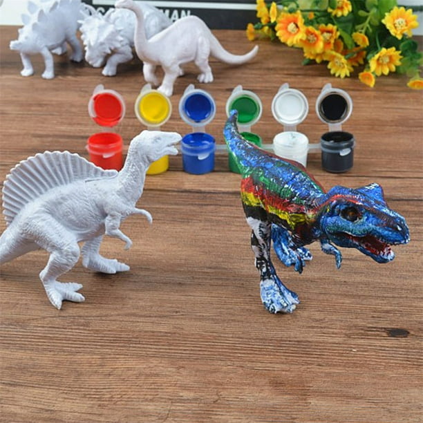 SpringFlower Juguetes de dinosaurio para niños de 3 años en adelante, kit  de pintura de artes y manualidades de dinosaurios que incluye 12 figuras de